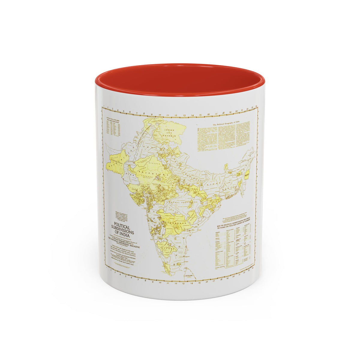 India - Political Subdivisions (1946) (Map) Accent Coffee Mug
