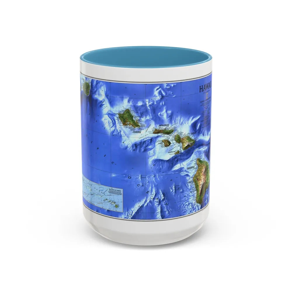 USA - Hawaii (1995) (Map) Accent Coffee Mug-15oz-Light Blue-Go Mug Yourself