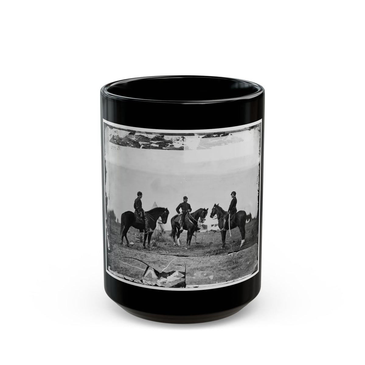 Falmouth, Va. Aides De Camp To Gen. Joseph Hooker  Capts. William L. Candler, Harry Russell, And Alexander Moore (U.S. Civil War) Black Coffee Mug