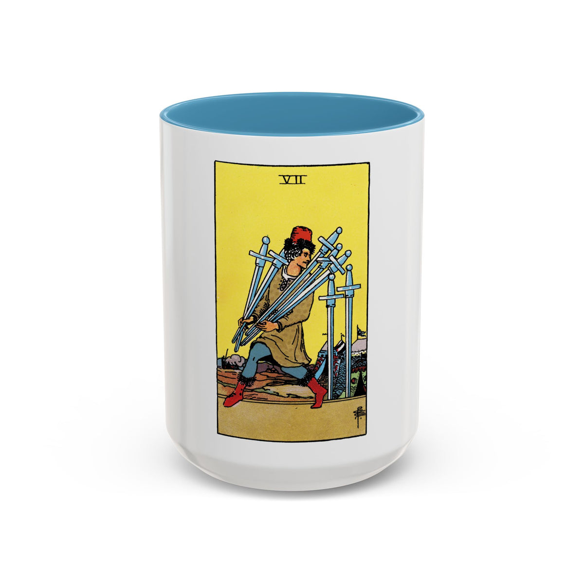 The 7 of Swords (Tarot Card) Accent Coffee Mug