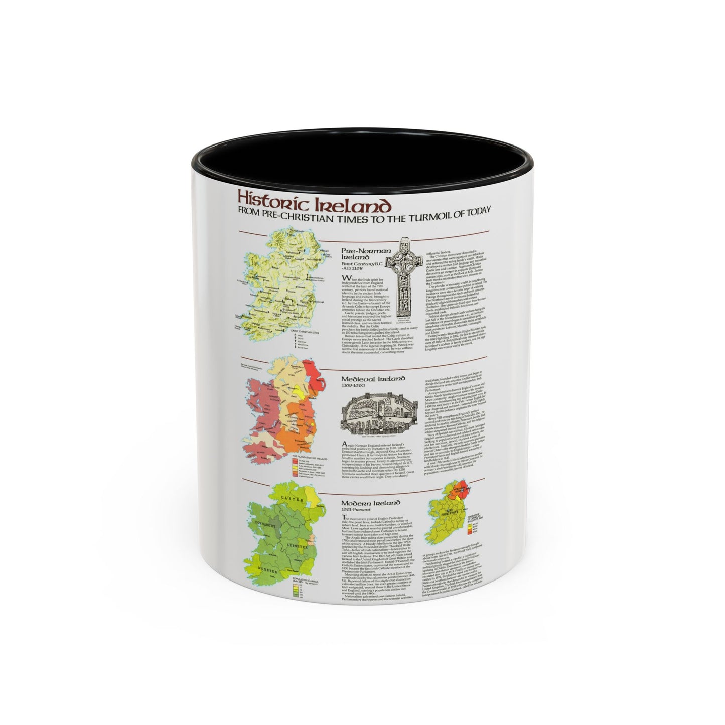 Ireland - Historic Pre-Christian to the Modern Day (1981) (Map) Accent Coffee Mug