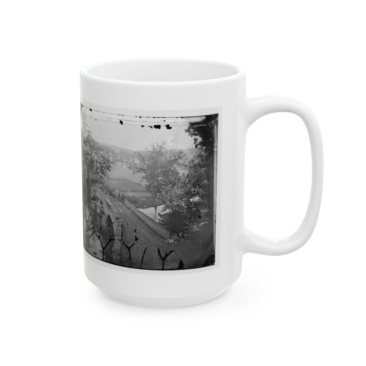 Antietam, Maryland. Burnside Bridge. Photographed From A Tree (U.S. Civil War) White Coffee Mug