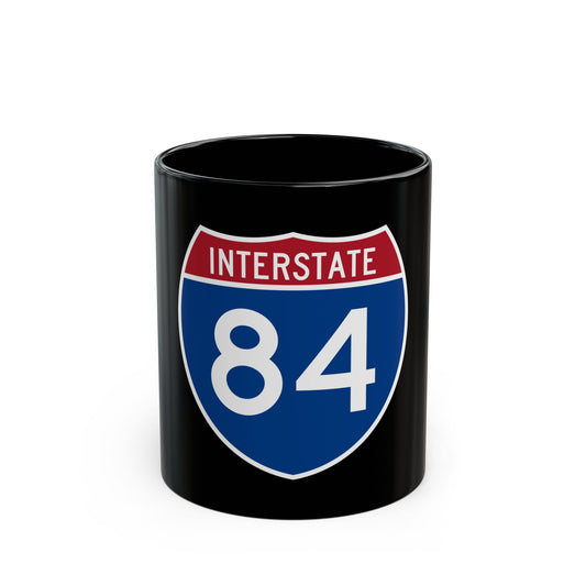 Navy and red US Interstate 84 route shield in flat vector style, with INTERSTATE in white across the red top band.