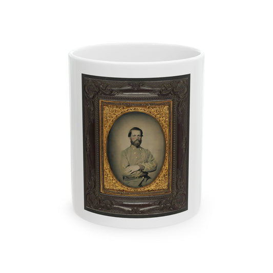 Hand-tinted oval portrait of a bearded man in a grey military coat with gold braid, in an ornate gilt and brown frame.