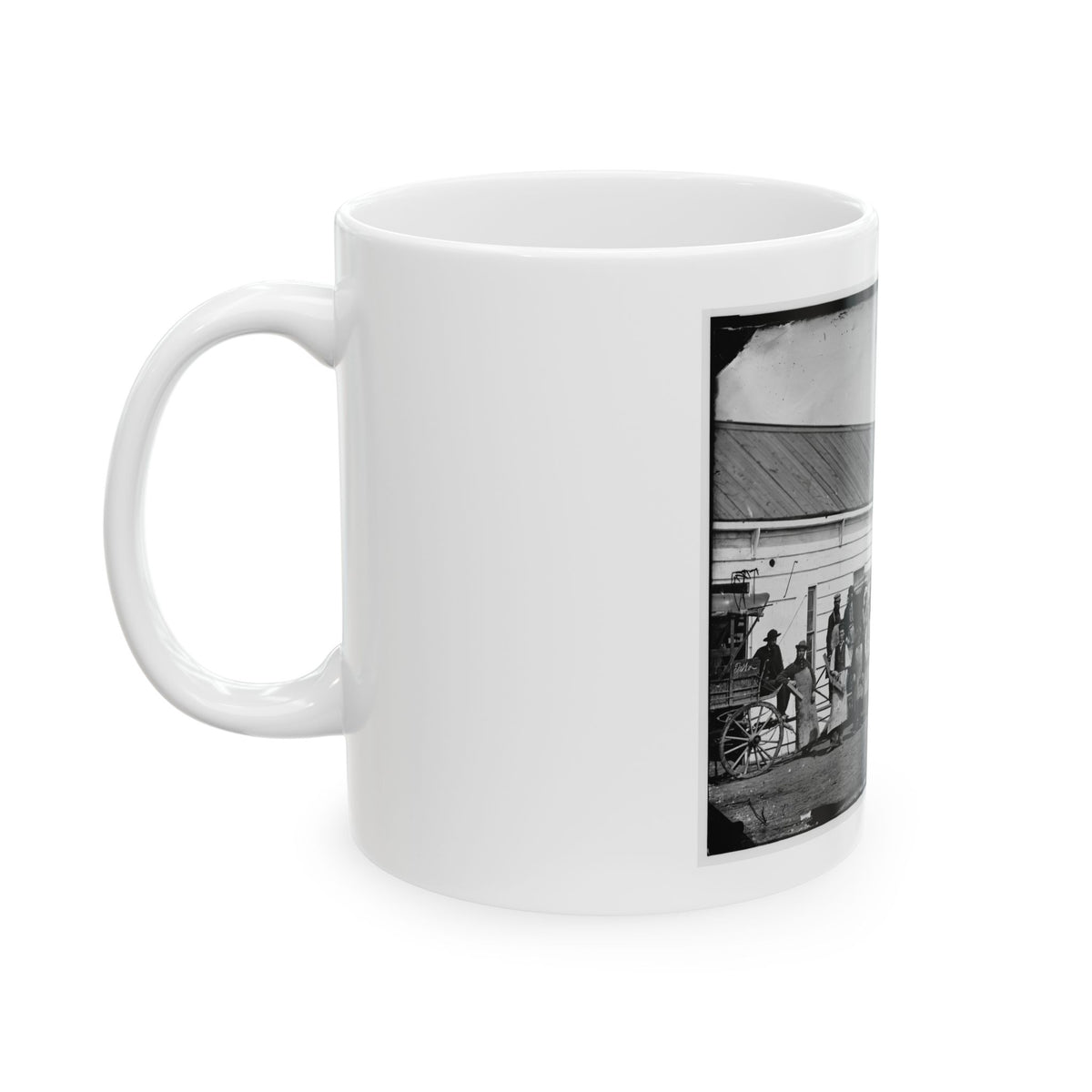 Washington, D.C. Workmen In Front Of The Ambulance Shop (U.S. Civil War) White Coffee Mug