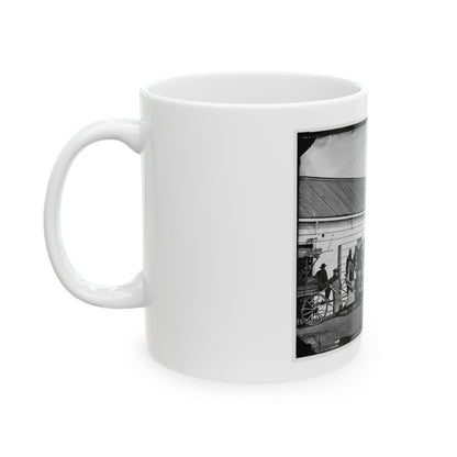 Washington, D.C. Workmen In Front Of The Ambulance Shop (U.S. Civil War) White Coffee Mug