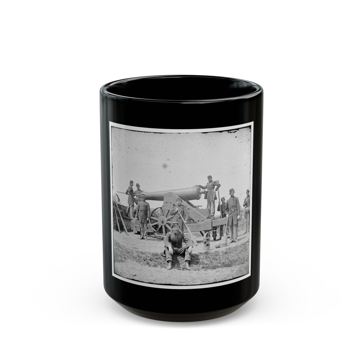 Arlington, Va.  Soldiers With 24-Pdr. Siege Gun On Wooden Barbette Carriage At Fort Corcoran (U.S. Civil War) Black Coffee Mug