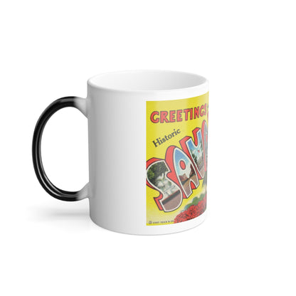 Greetings from historic Savannah Ga (Greeting Postcards) Color Changing Mug 11oz
