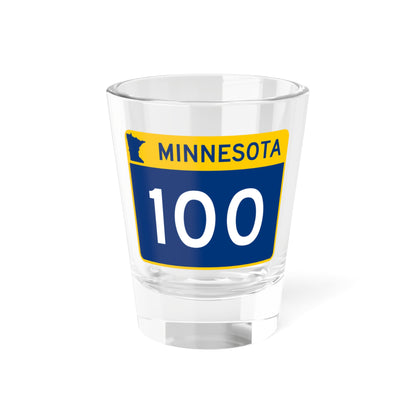 MN-100 wide (Minnesota) (Road Sign) Shot Glass 1.5oz