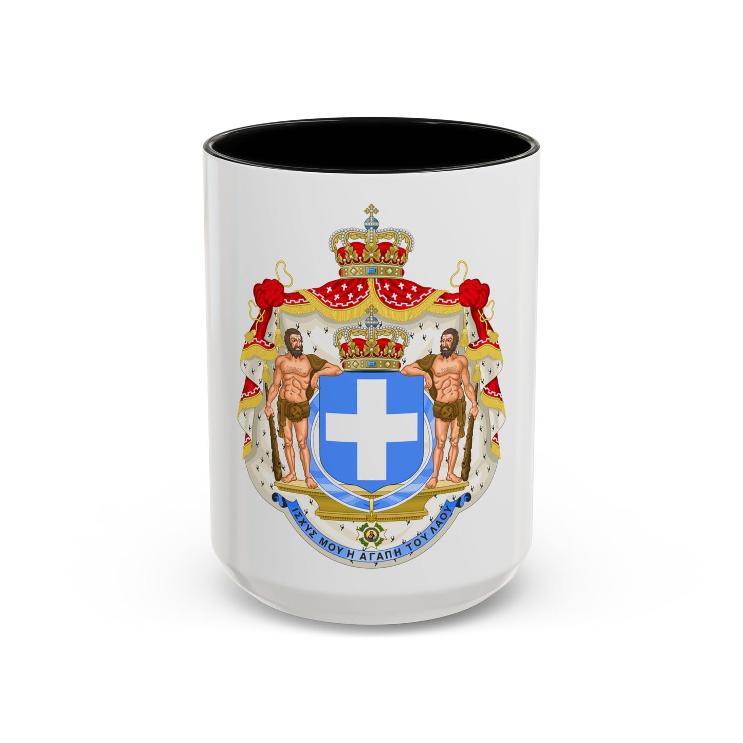 Royal Coat of Arms of Greece (blue cross) - Accent Coffee Mug