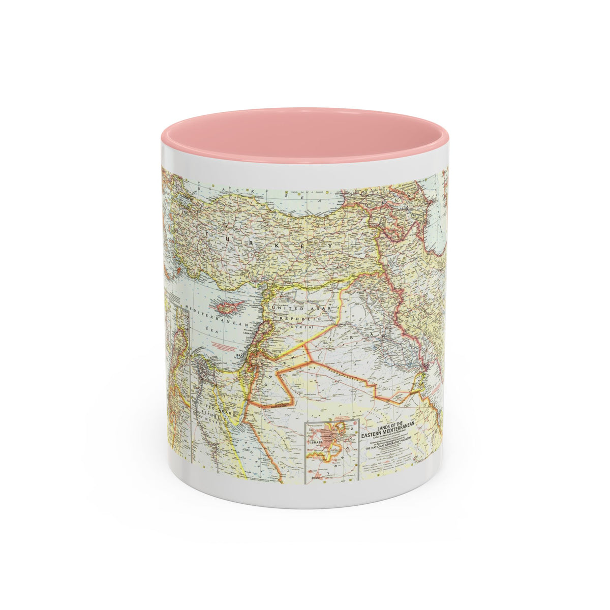 Middle East - The Eastern Mediterranean (1959) (Map) Accent Coffee Mug