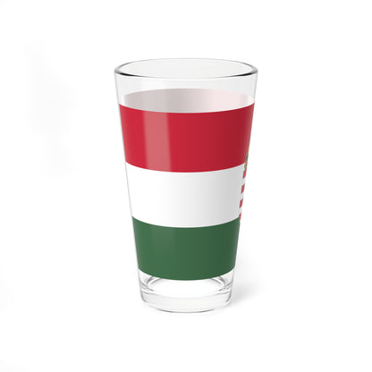 Flag of Hungary with arms state (Hungary) Pint Glass 16oz