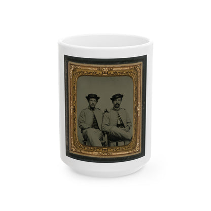 Private William Liming Of Co. B, 21st U.S. Veteran Reserve Corps Infantry Regiment, And Unidentified Soldier In Same Uniform (U.S. Civil War) White Coffee Mug