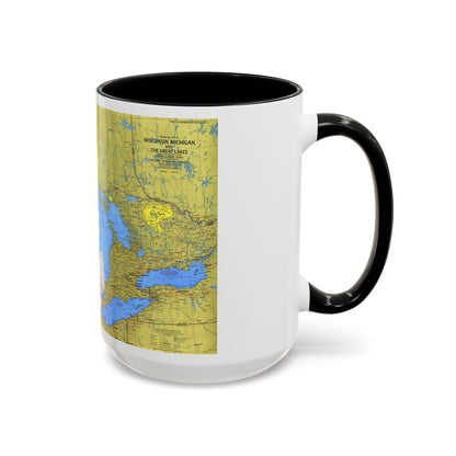 USA - Wisconsin, Michigan ,Great Lakes 1 (1973) (Map) Accent Coffee Mug