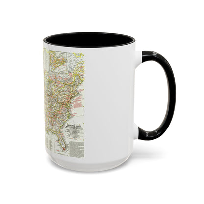 États-Unis - Parcs nationaux et sites historiques 1 (1958) (Carte) Tasse à café Accent