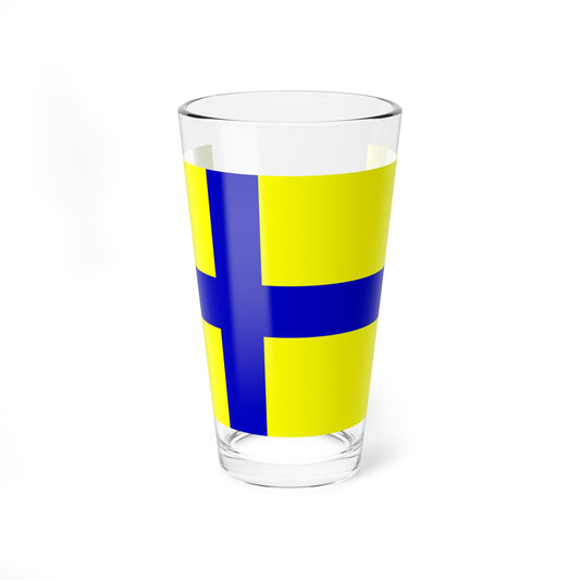 Flag of Ostergotland clear (Sweden) Pint Glass 16oz