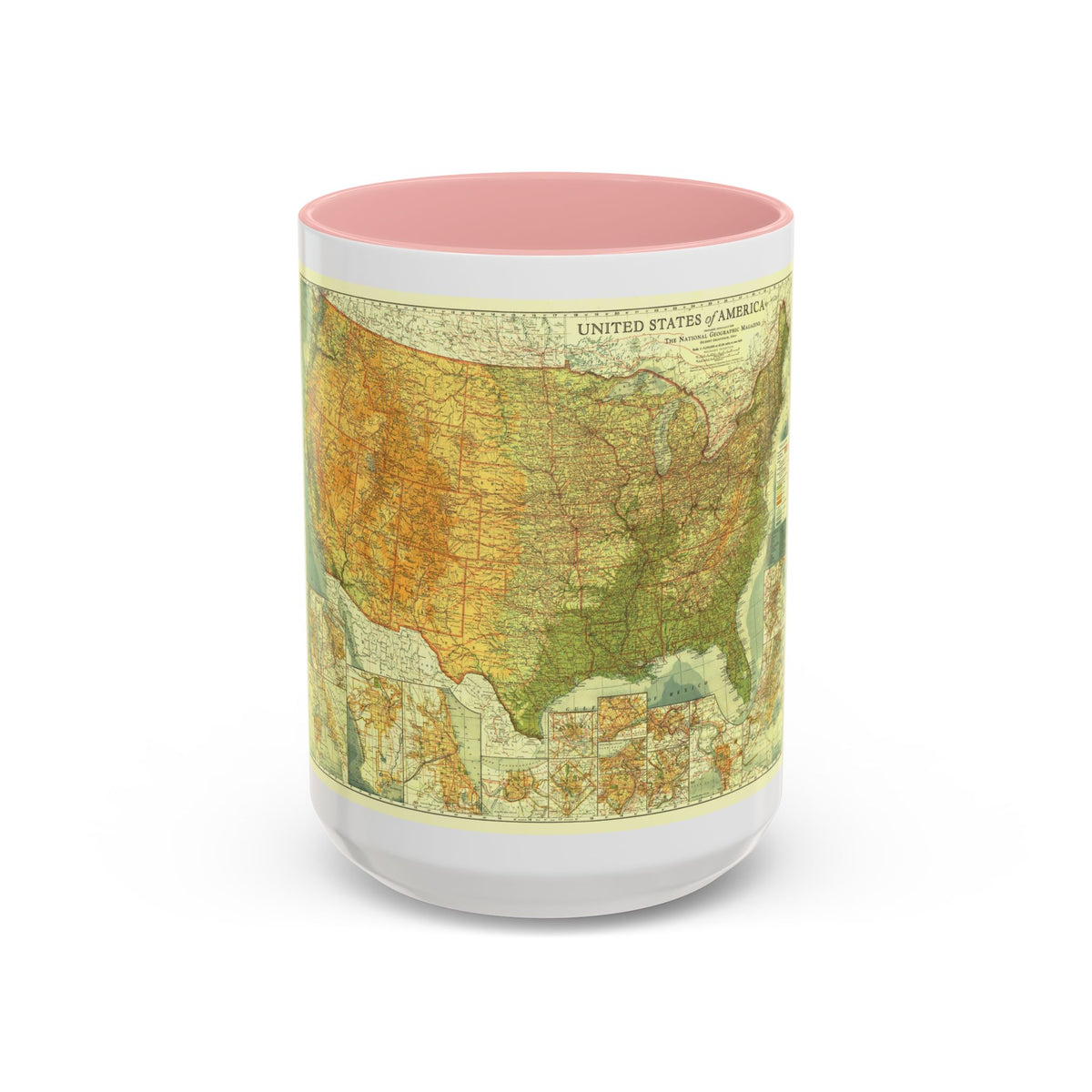 USA - The United States (1923) (Map) Accent Coffee Mug