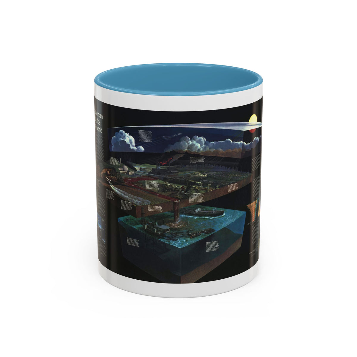 How Man Pollutes His World (1970) (Map) Accent Coffee Mug
