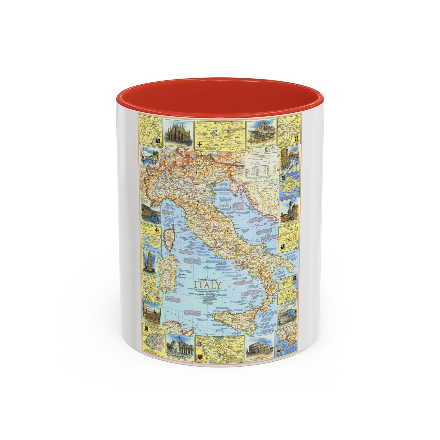 Italy - A Traveller's Map 1 (1970) (Map) Accent Coffee Mug