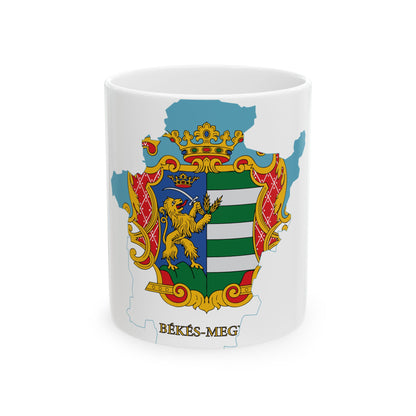 Flag-map of Bekes County (Hungary) White Coffee Mug