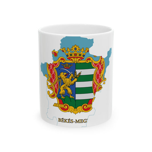 Flag-map of Bekes County (Hungary) White Coffee Mug