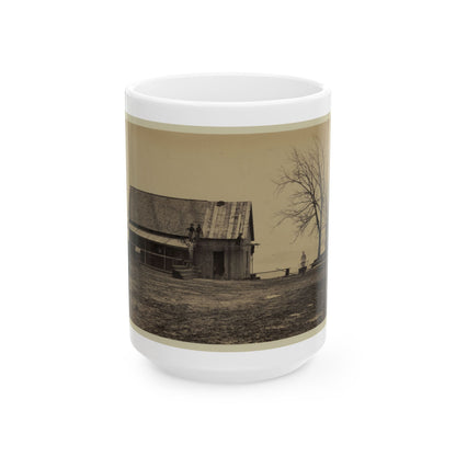 Workers Constructing A Wood Building (U.S. Civil War) White Coffee Mug