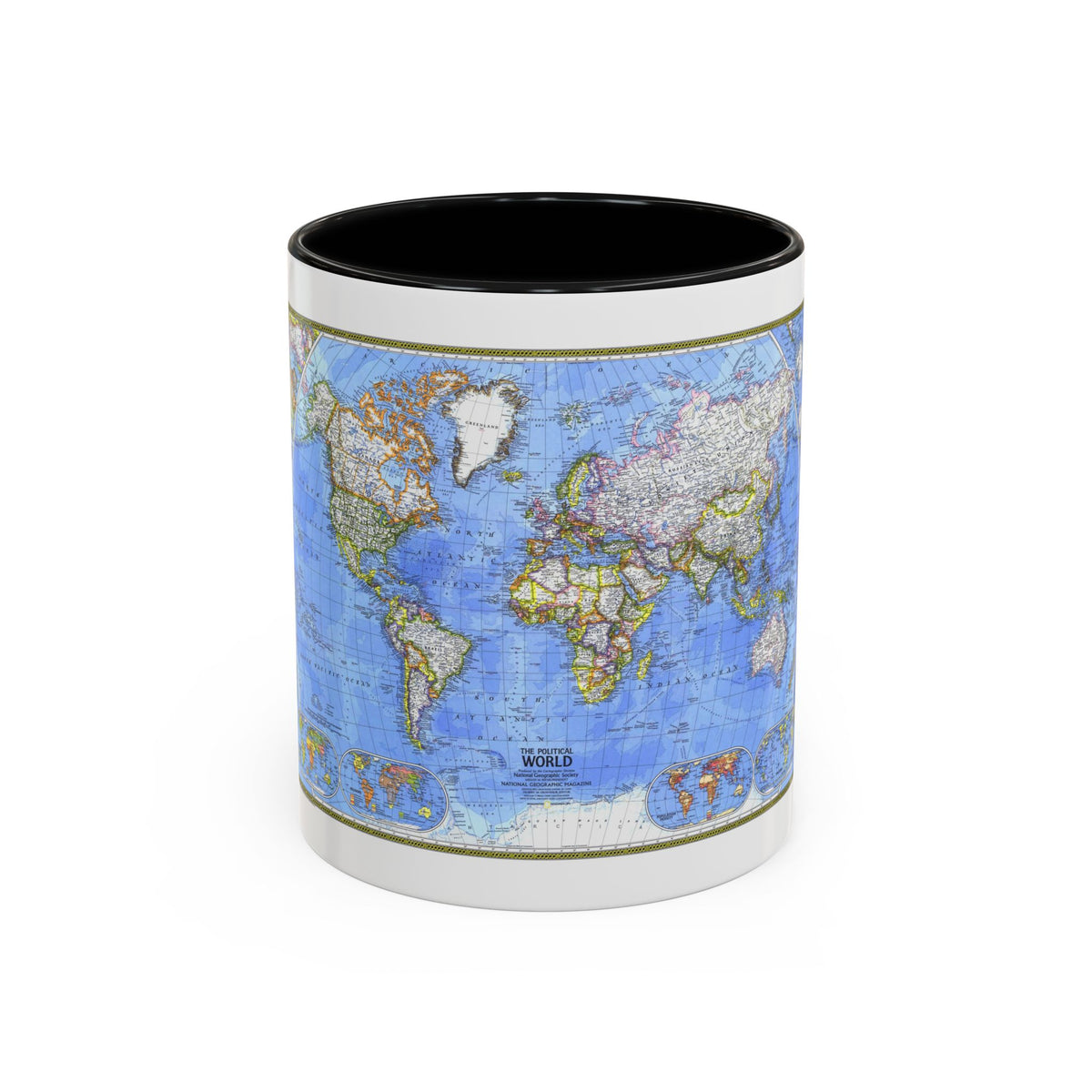 World Map - The Political World (1975) (Map) Accent Coffee Mug