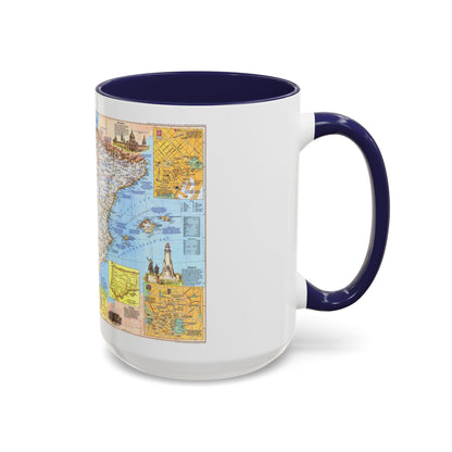 Spain and Portugal - A Traveller's Map 1 (1984) (Map) Accent Coffee Mug