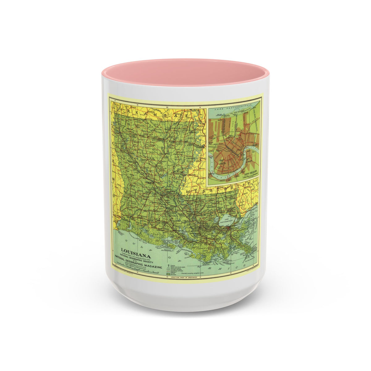 USA - Louisiana (1930) (Map) Accent Coffee Mug