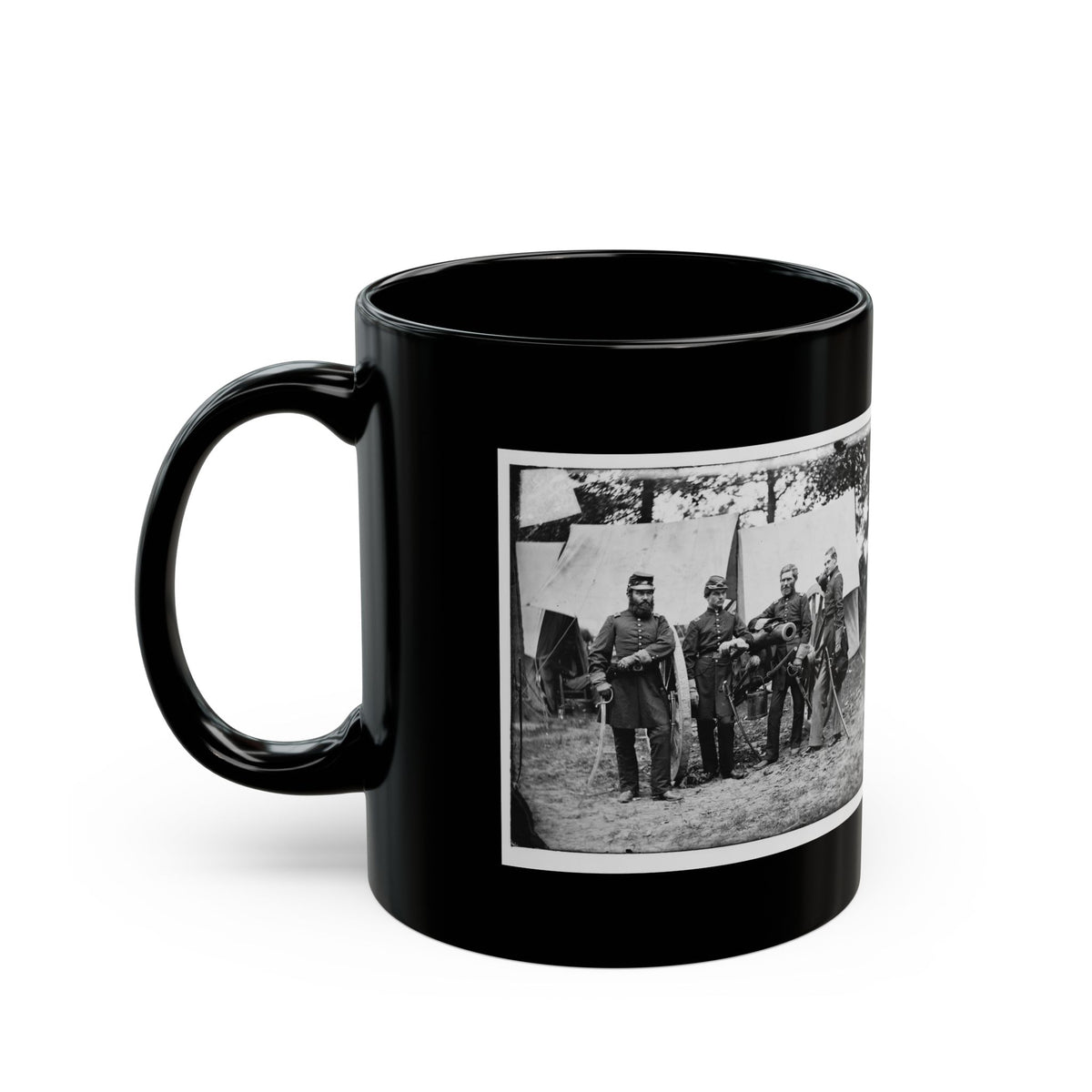 Fair Oaks, Va., Vicinity. Capt. James M. Robertson (Third From Left) And Officers (U.S. Civil War) Black Coffee Mug