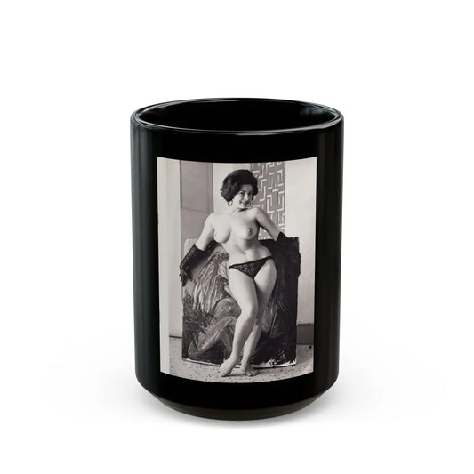 June Palmer #206 - Topless (Vintage Female Icon) Black Coffee Mug-15oz-Go Mug Yourself