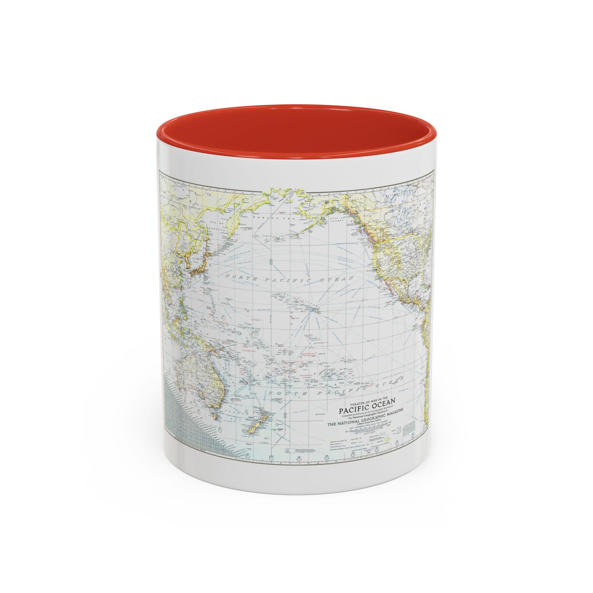 Pacific Ocean - Theater of War (1942) (Map) Accent Coffee Mug