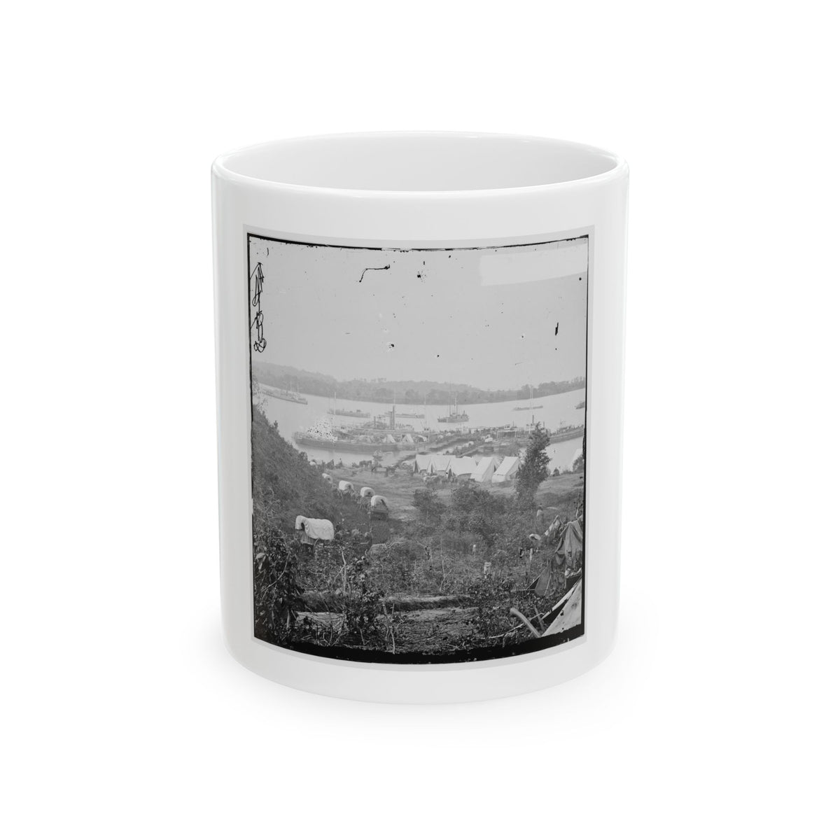 Belle Plain, Va.  Army Wagons And Transports At The Lower Landing (U.S. Civil War) White Coffee Mug