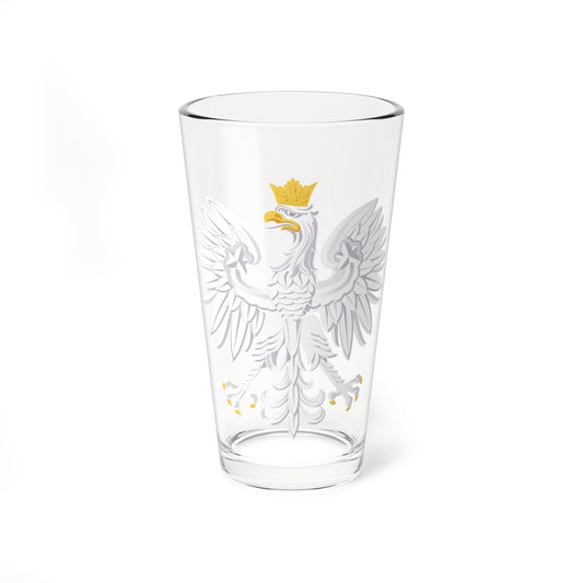 Pale silver-grey eagle with spread wings and a gold crown, drawn in soft flat vector style on white.