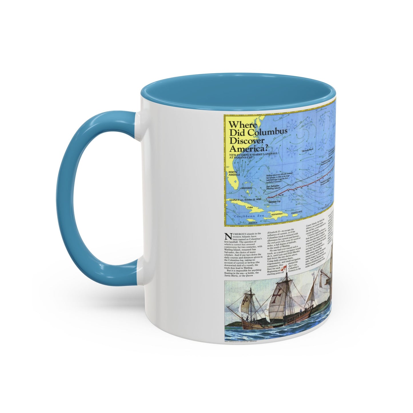 Tasse à café décorative Amériques - Où Colomb a-t-il découvert l'Amérique (1987) (carte)