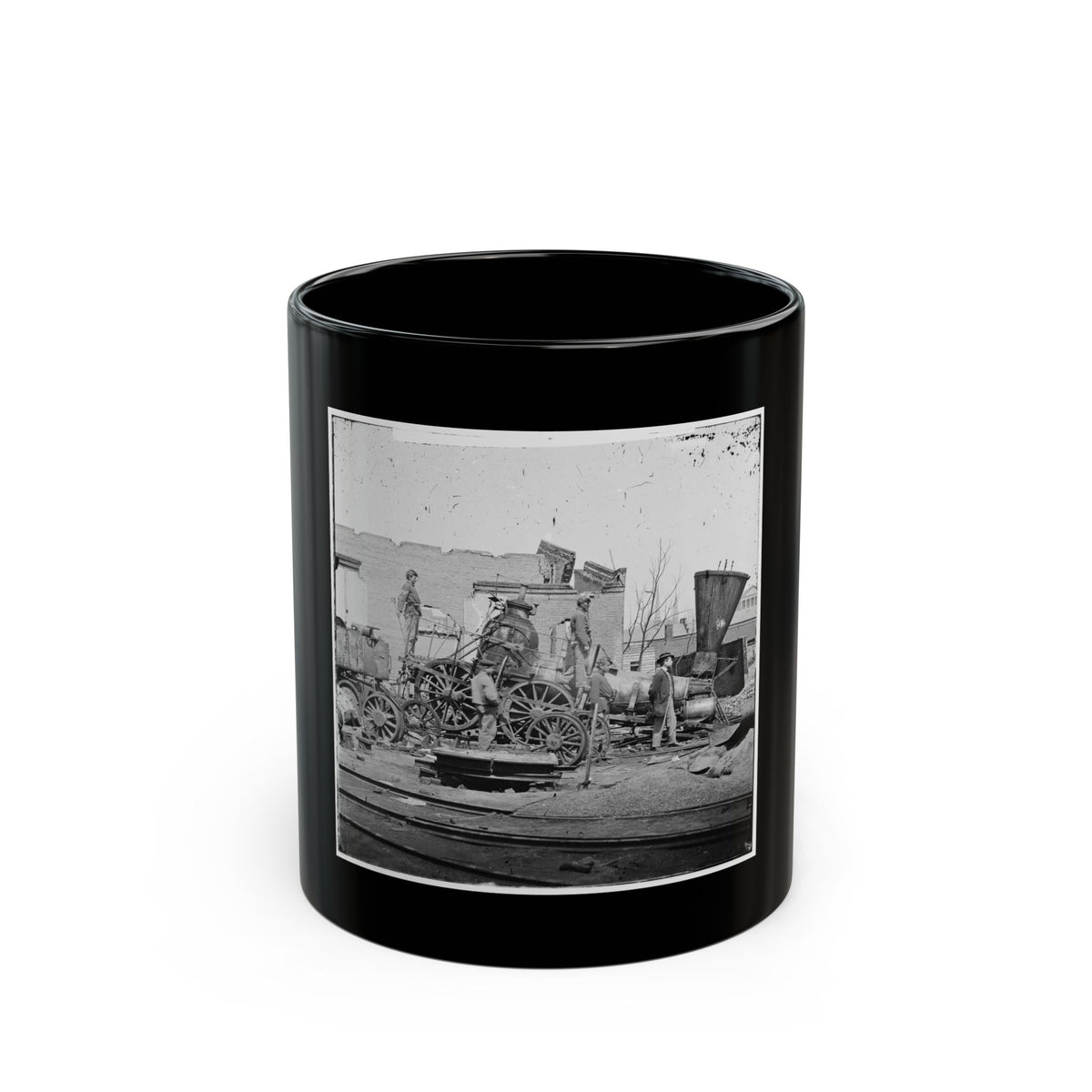 Richmond, Va. Crippled Locomotive, Richmond & Petersburg Railroad Depot (U.S. Civil War) Black Coffee Mug