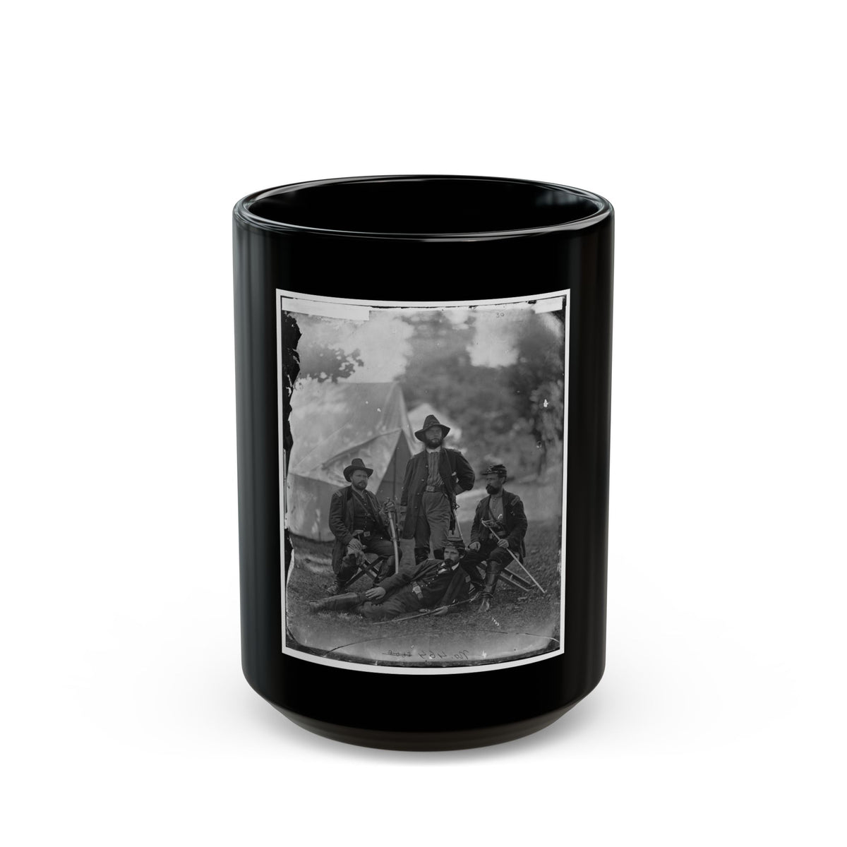 Westover Landing, Va. Col. James H. Childs (Standing) With Other Officers Of The 4th Pennsylvania Cavalry (U.S. Civil War) Black Coffee Mug