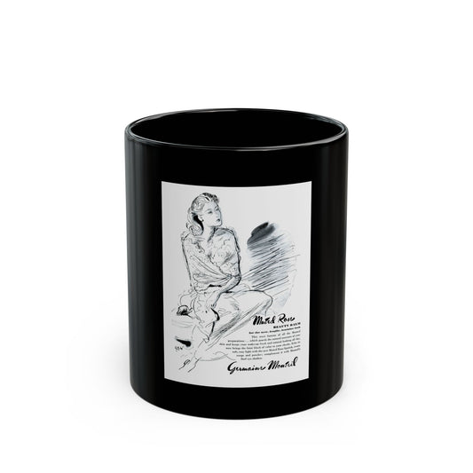 Germaine Monteil advt, Muted Rose, 1945 - Black Coffee Mug