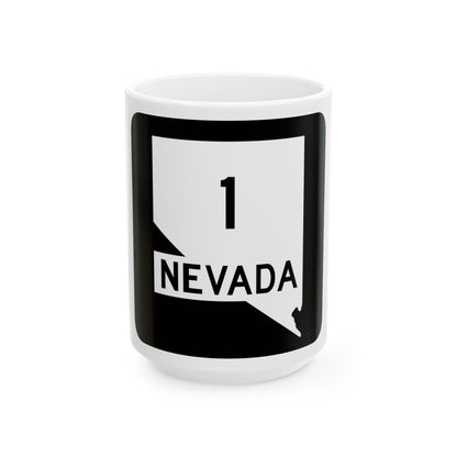 Nevada 1 (Nevada) (Road Sign) White Coffee Mug