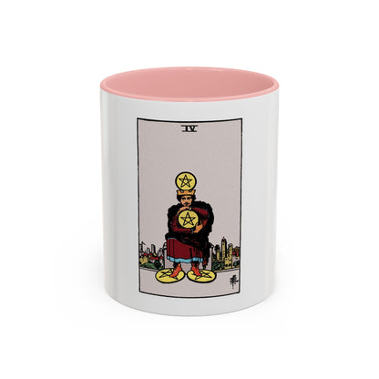 The 4 of Pentacles (Tarot Card) Accent Coffee Mug