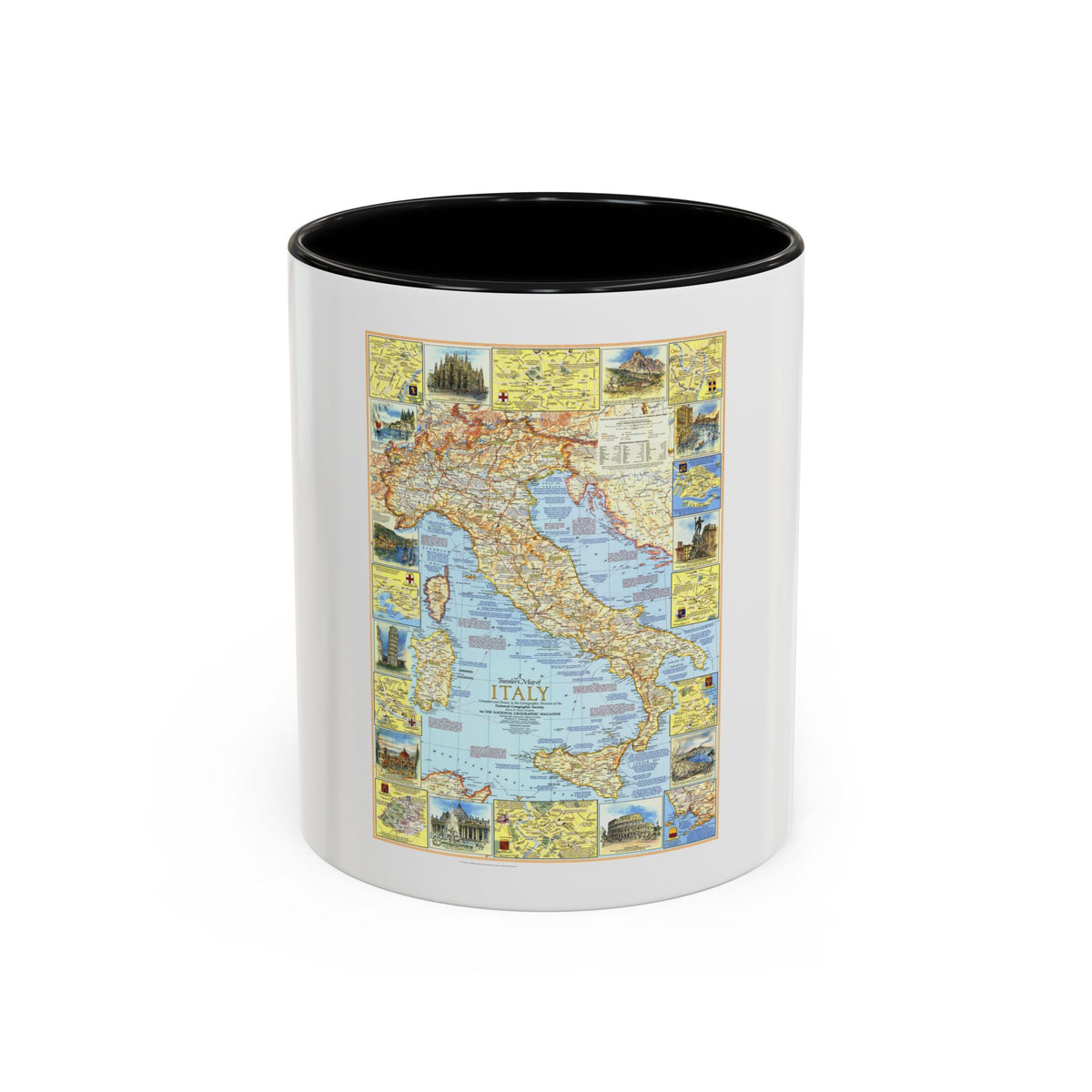 Italy - A Traveller's Map 1 (1970) (Map) Accent Coffee Mug