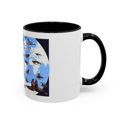 Pinnipeds Around the World (1987) (Map) Accent Coffee Mug