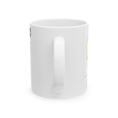 Map of the United States with flags (United States) White Coffee Mug