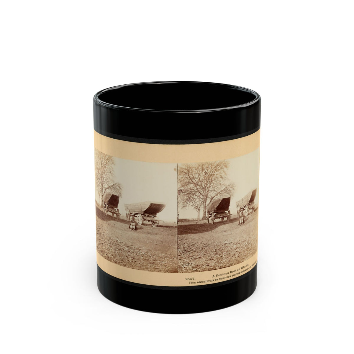 A Pontoon Boat On Wheels (U.S. Civil War) Black Coffee Mug