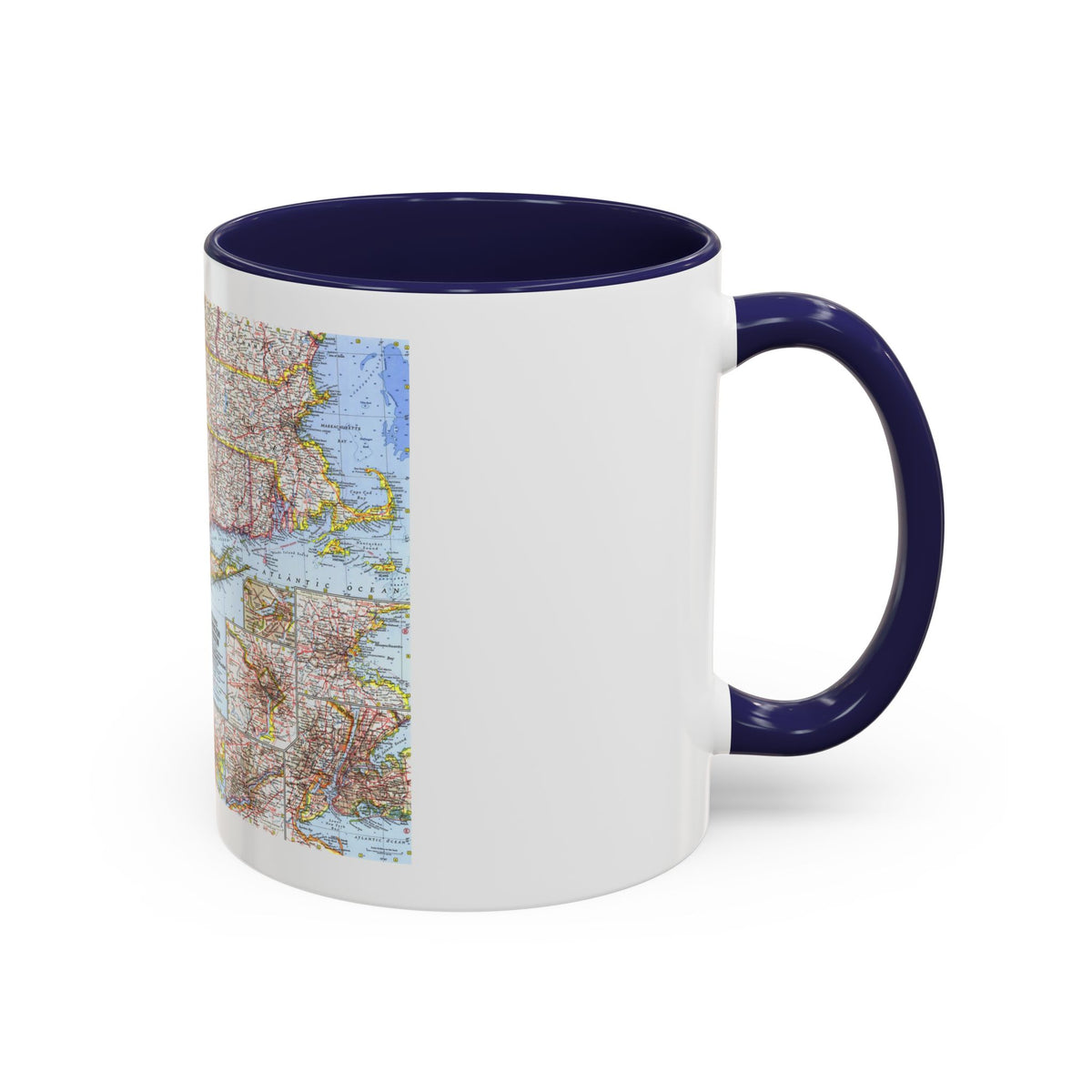 USA - Washington to Boston (1962) (Map) Accent Coffee Mug