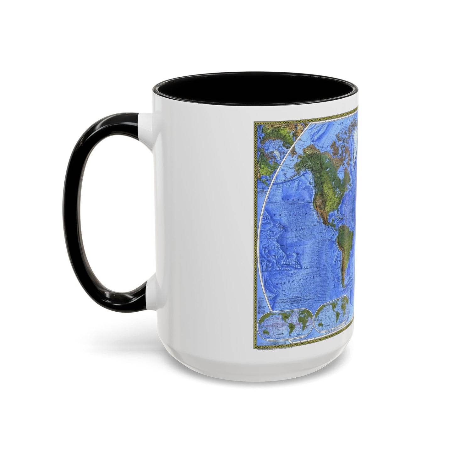 Carte du monde - Le monde physique (1975) (carte) Tasse à café décorative