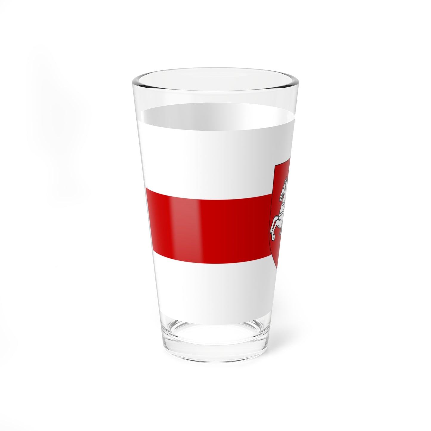 Flag of Belarus 1918 1991-1995 with Pahonia womens version (Belarus) (Coat of Arms) Pint Glass 16oz