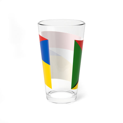 Flag of Sudan and Ukraine with waves (Sudan) Pint Glass 16oz