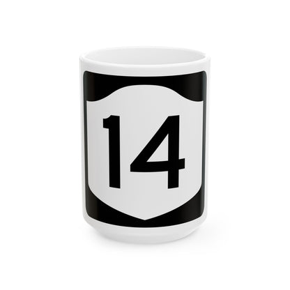NY-14 (New York) (Road Sign) White Coffee Mug
