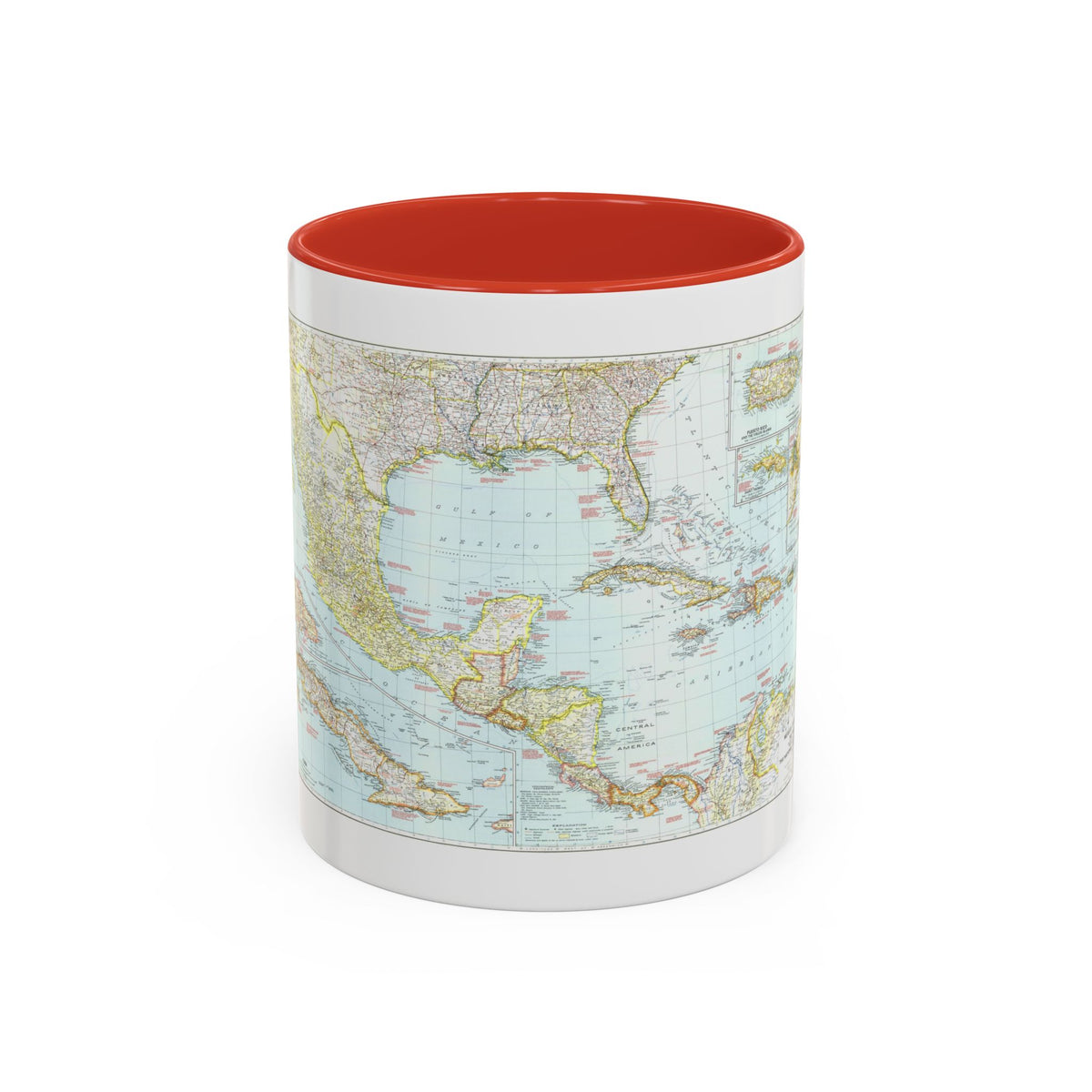 Central America & West Indies (1939) (Map) Accent Coffee Mug